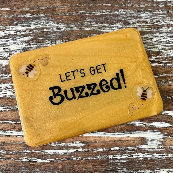 Let's Get Buzzed Cutting Board Resin Wood Cutting Board Charcuterie Board Cheese - Picture 1 of 5